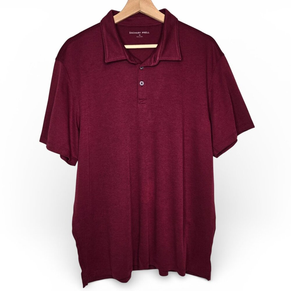 Zachary Prell Red Pique Knit Polo Shirt Men Preppy Office XL